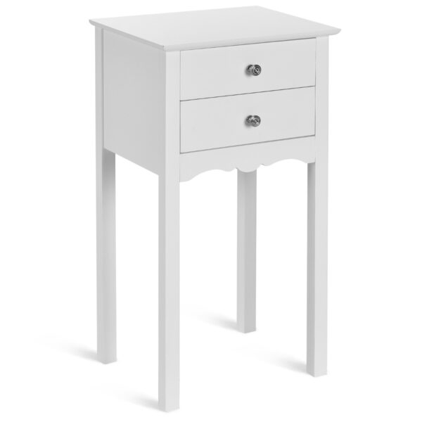Modern Versatile Side Table with 2 Drawers-White