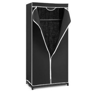 Single Canvas Wardrobe with Dust-proof Cover-Black