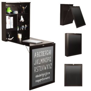 Fold Out Convertible Desk with Chalkboard-Brown