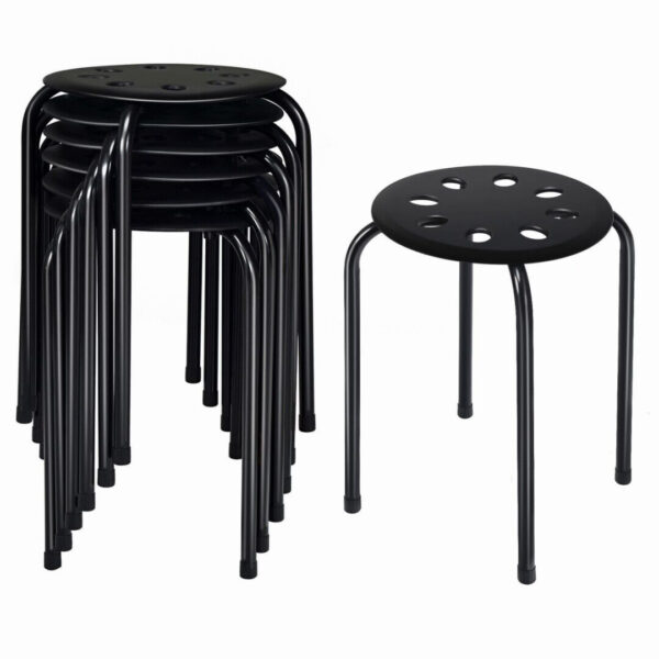 Set of 6 Stackable Portable Breakfast Dining Chairs for Home Kitchen Office-Black