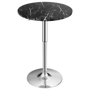 Modern Round Marble Bar Table with Silver Leg and Base-Black