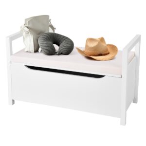 2-in-1 Wooden Shoe Changing Bench with Storage Space-White