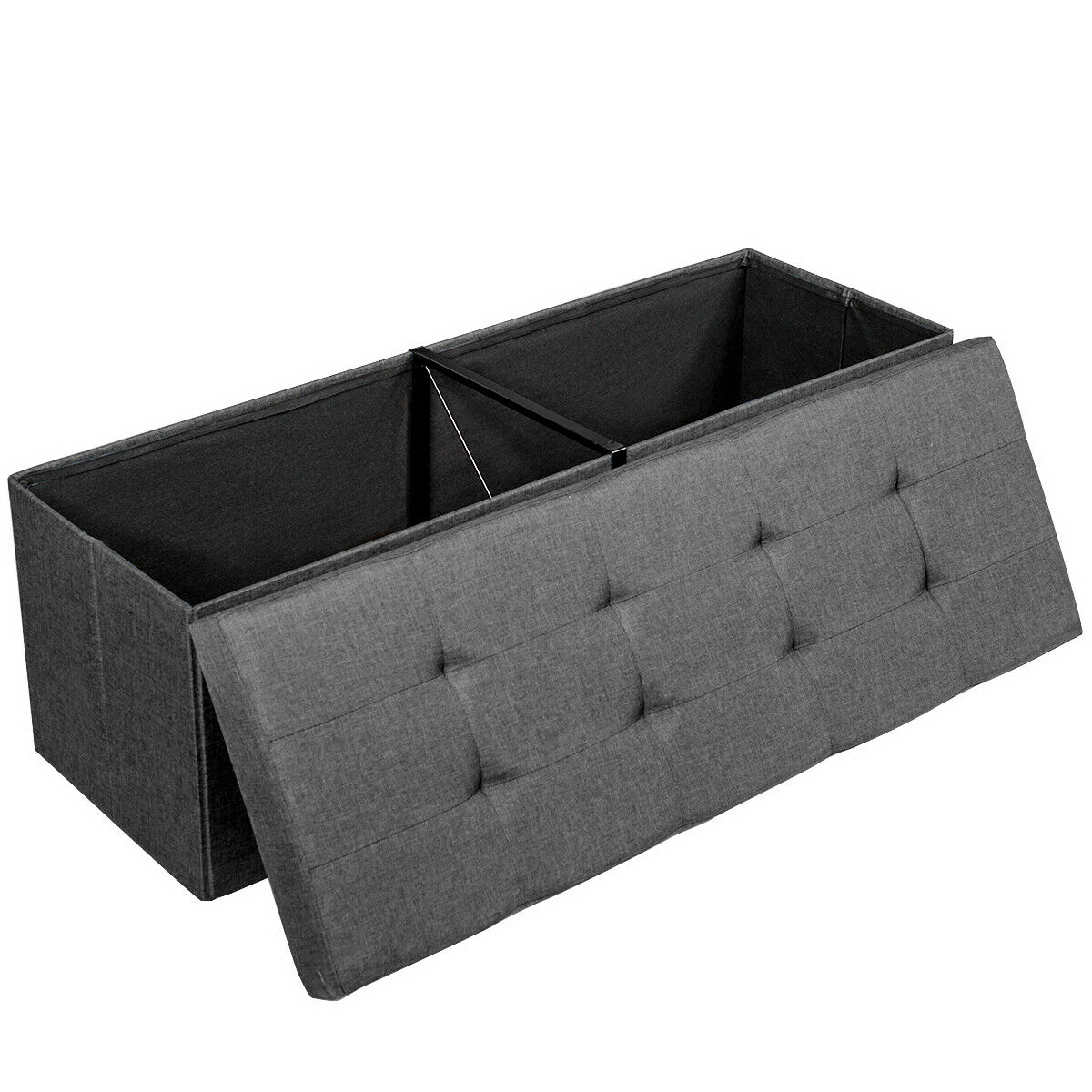 Folding Storage Ottoman Bench with Lid for Hallway-Grey