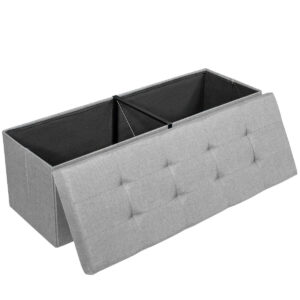 Folding Storage Ottoman Bench with Lid for Hallway-Silver