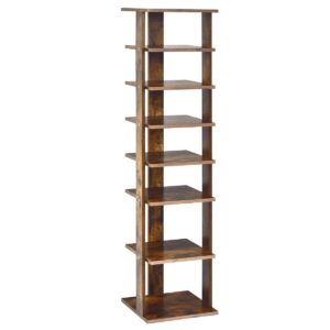 Wooden Vertical Shoe Rack with 7 Shelves-Brown