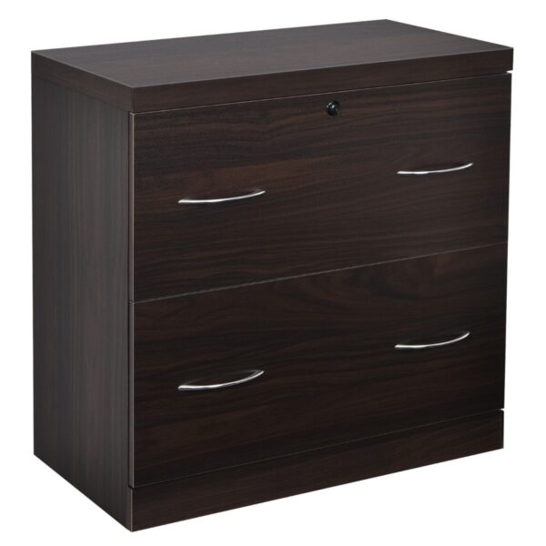 Lockable File Cabinets with 2 Drawers and Adjustable Hanging Bar-Coffee