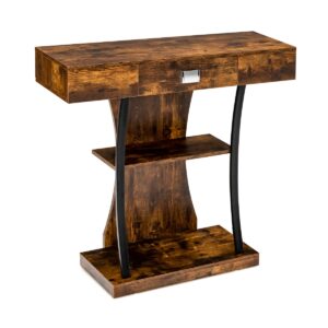 T-Shaped Console Table for Small Space-Brown