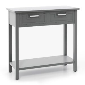 Modern Console Table 2 Drawer with Shelf-Grey