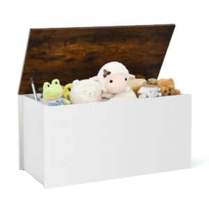 Wooden Storage Chest with Flip-up Lid for Bedroom Hallway Kids Room-White
