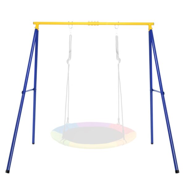 Saucer Swing Set with Metal Frame and Ground Nails for Garden Park-Blue &amp; Yellow