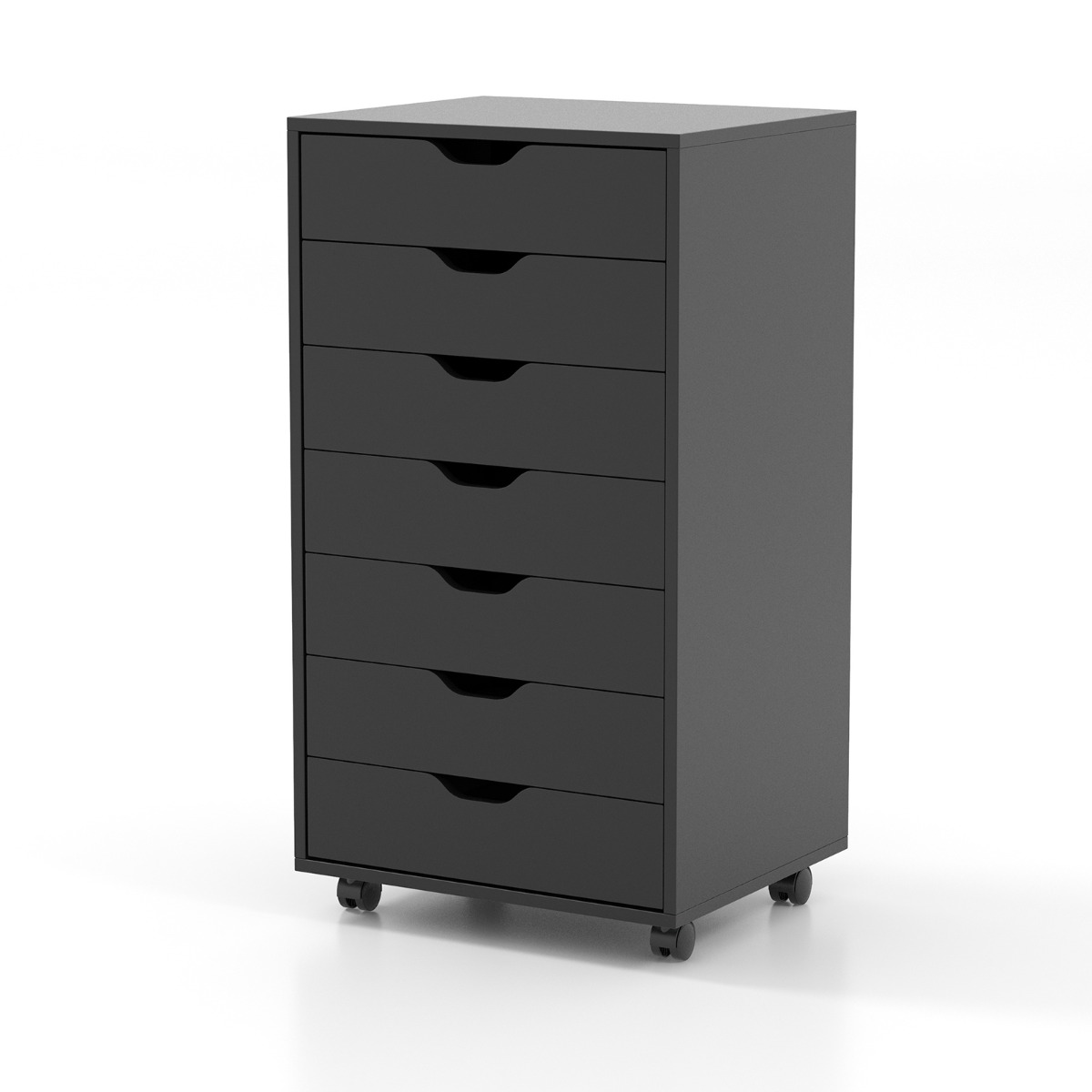 Mobile File Cabinet on Wheels with 7 Drawers-Black