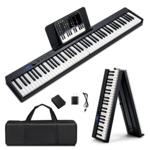 88-Key Foldable Full-Size Semi-Weighted Digital Piano Keyboard with MIDI-Black