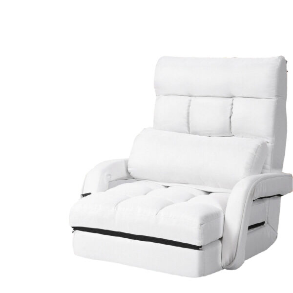 Adjustable Folding Floor Lazy Chair with Pillow-White