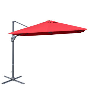 3m Patio Cantilever Umbrella with 4-Level Tilting Adjustment and Crank Handle-Red