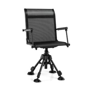 360° Swivel Hunting Chair with 4 Adjustable Legs-Black