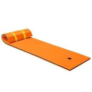 Floating Water Pad Mat with Rolling Pillow Design-Orange
