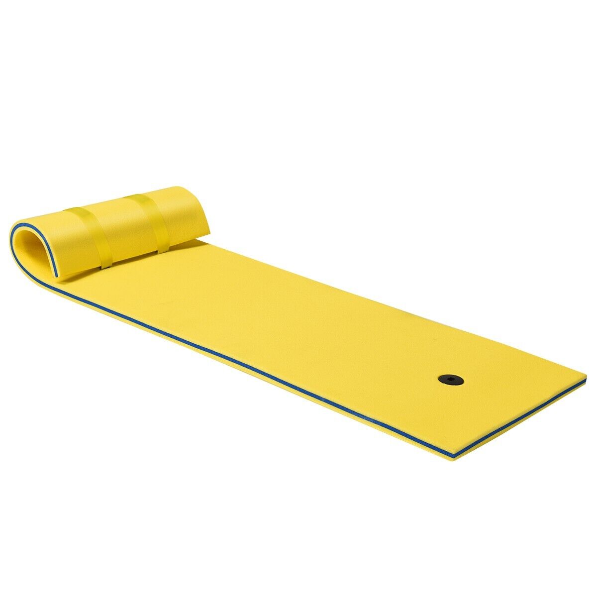 Floating Water Pad Mat with Rolling Pillow Design-Yellow