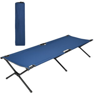 Portable Folding Camping Cot with Carrying Bag for Travel Hiking-Blue