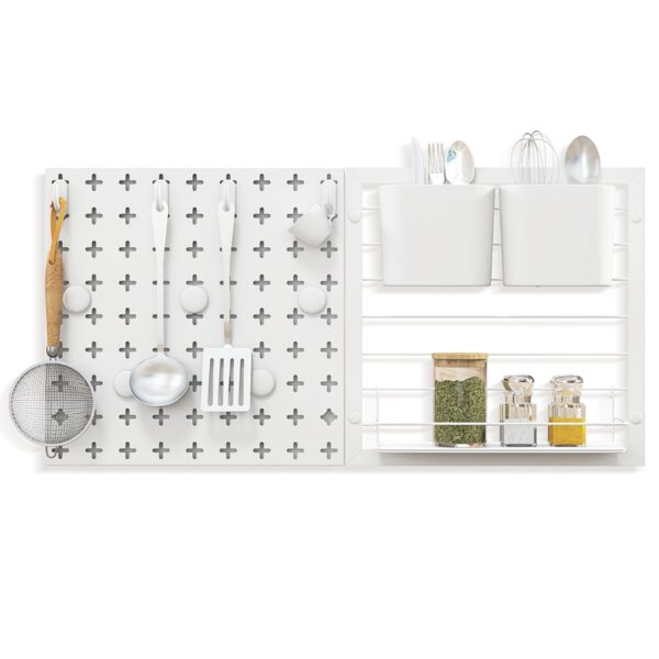 Pegboard Combination Wall Organizer Kit with 2 Pegboard Panels and Storage rack