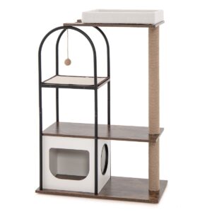118 cm Tall Cat Tree Tower with Metal Frame-White