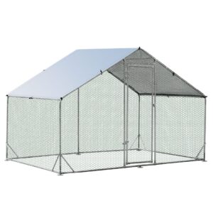 Large Spire-Shaped Chicken Run Coop with Waterproof and Sun-Protective Cover