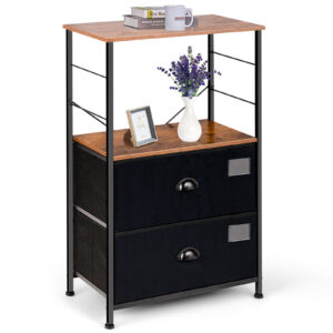 Metal Frame Cabinet Organiser for Home Bedroom -2 Drawers＋Open Shelf