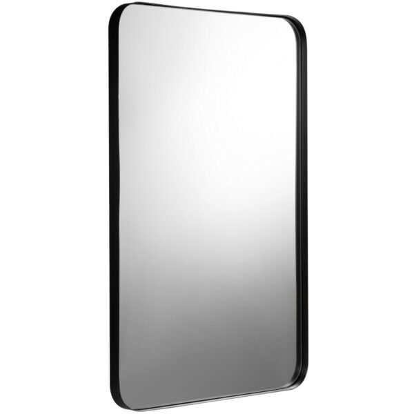 Bathroom Wall Mirror with Rounded Corner for Washroom-Black