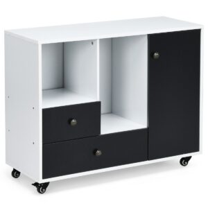 Lateral Stationery Storage Cabinet Chest with 2 Drawers and 2 Compartments