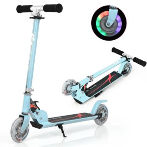 Kids Aluminum Folding Stunt Scooter with LED Wheels-Navy