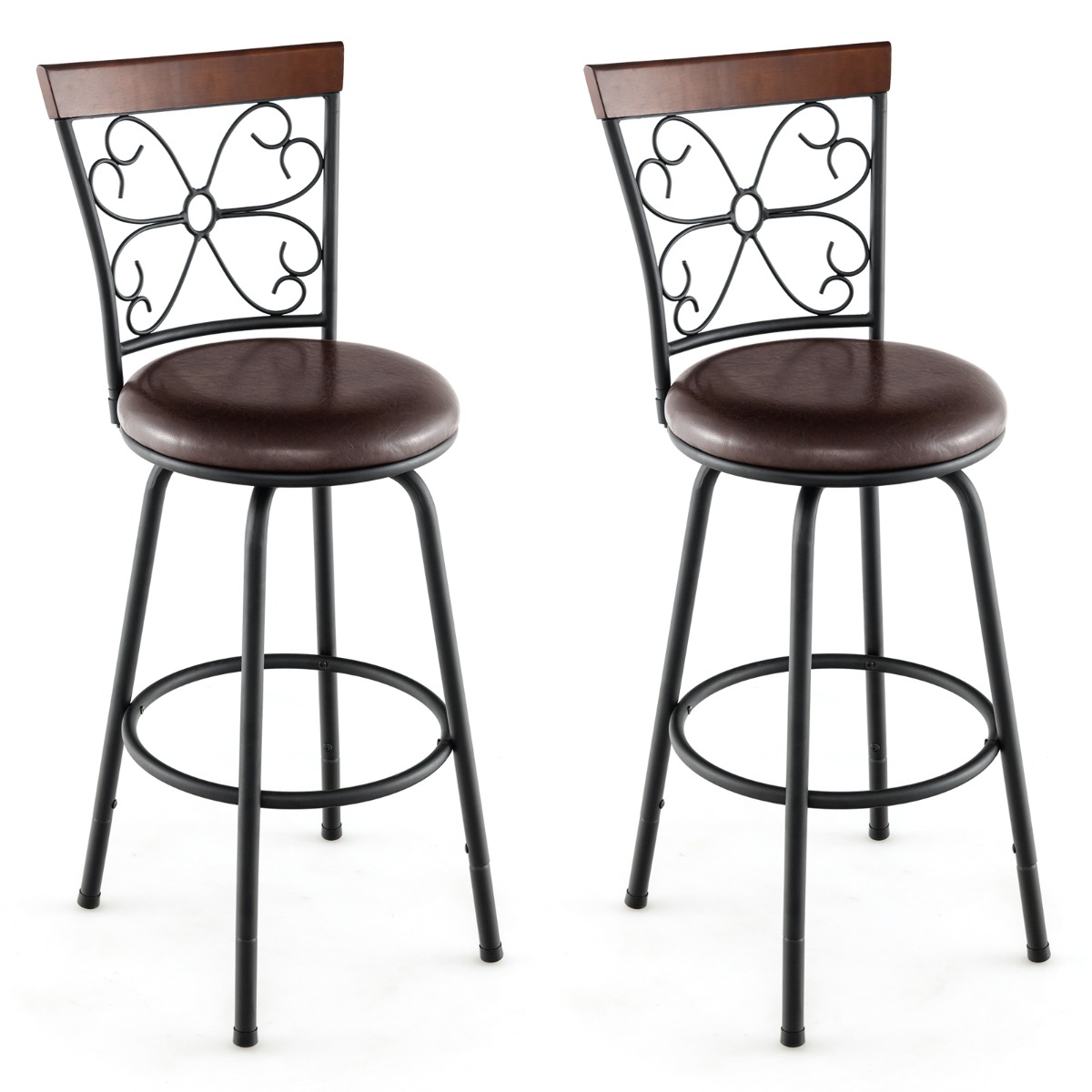Swivel Bar Stool Set of 2 with Adjustable Height