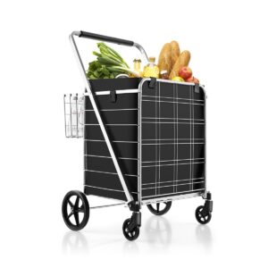 Folding Shopping Cart with Waterproof Liner-White