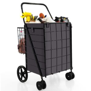 Folding Shopping Cart with Oxford Liner-Black