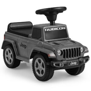 Licensed Jeep Ride On Push Car with Steering Wheel and Engine Sound for Ages 18-36 Months-Grey