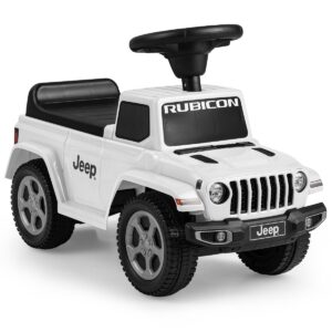 Licensed Jeep Ride On Push Car with Steering Wheel and Engine Sound for Ages 18-36 Months-White