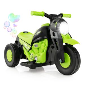 6V Electric Kid Ride on Motorcycle with Bubble Maker-Green