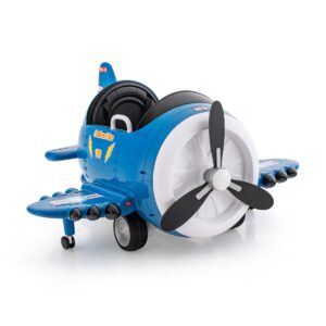 Kids Ride On Electric Airplane Car Toy with Joysticks and Remote Control-Blue