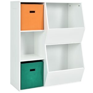 Modern Kids Toy Storage Cabinet with 2 Baskets-White