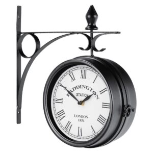 Vintage Wall-Mounted Double-Sided Wall Clock for Indoor and Outdoor