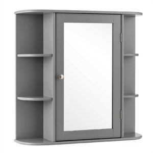 3-Tier Mirrored Wall Mounted Bathroom Cabinet-Grey
