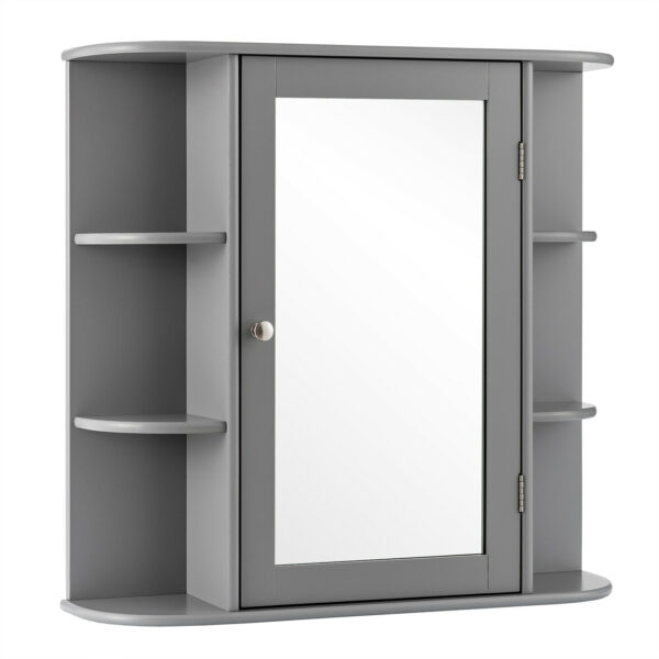 3-Tier Mirrored Wall Mounted Bathroom Cabinet-Grey