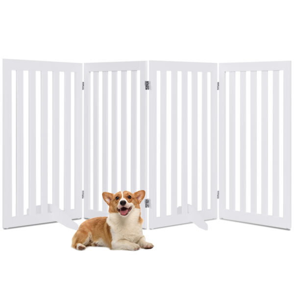 4-Panel 89 cm Pet Barrier with 6 Flexible Hinges-White