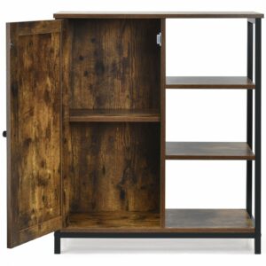 Industrial Styled Freestanding Storage Cupboard with 3 Side Shelves