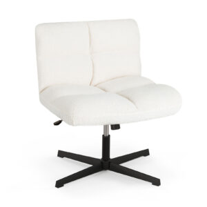 Adjustable Armless Office Chair with Imitation Lamb Fleece-Cream White