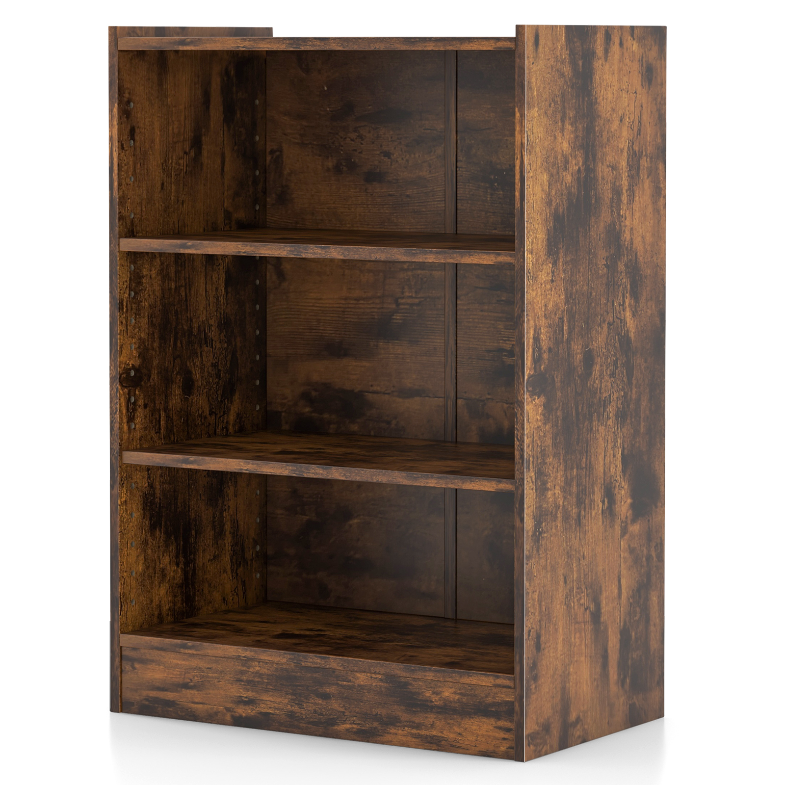3-Tier Floor Standing Open Bookshelf with Anti-toppling Device-Rustic Brown