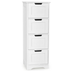 Floor Storage Cabinet Freestanding Bathroom Cabinet with 4 Drawers-White