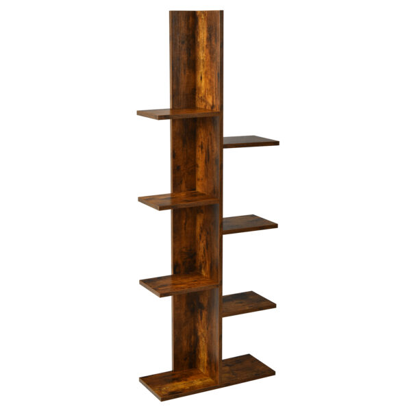 7-Tier Wooden Bookshelf with 8 Open Well-Arranged Shelves-Brown