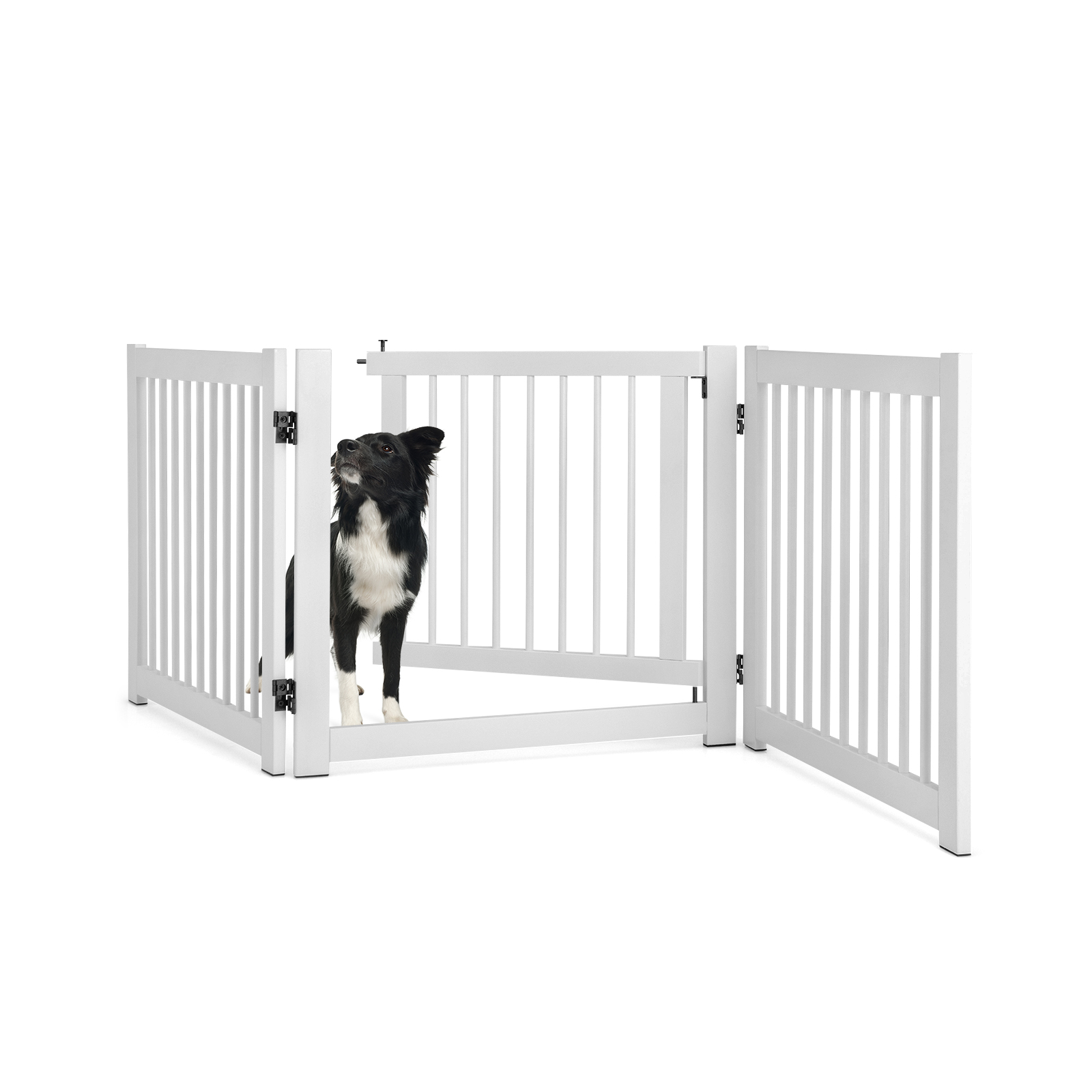 Freestanding Foldable Pet Gates with Lockable Door for Doorway Stairs
