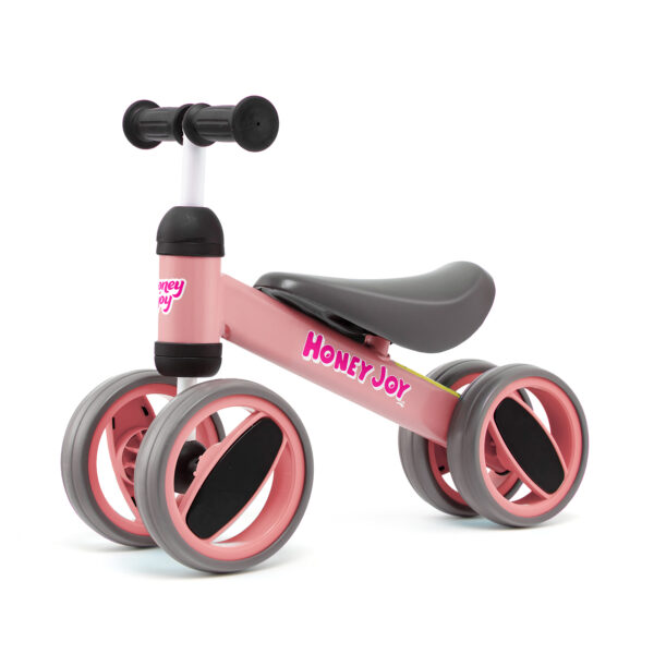 Baby Balance Bike with 4 Wheels and Limited Steering-Pink