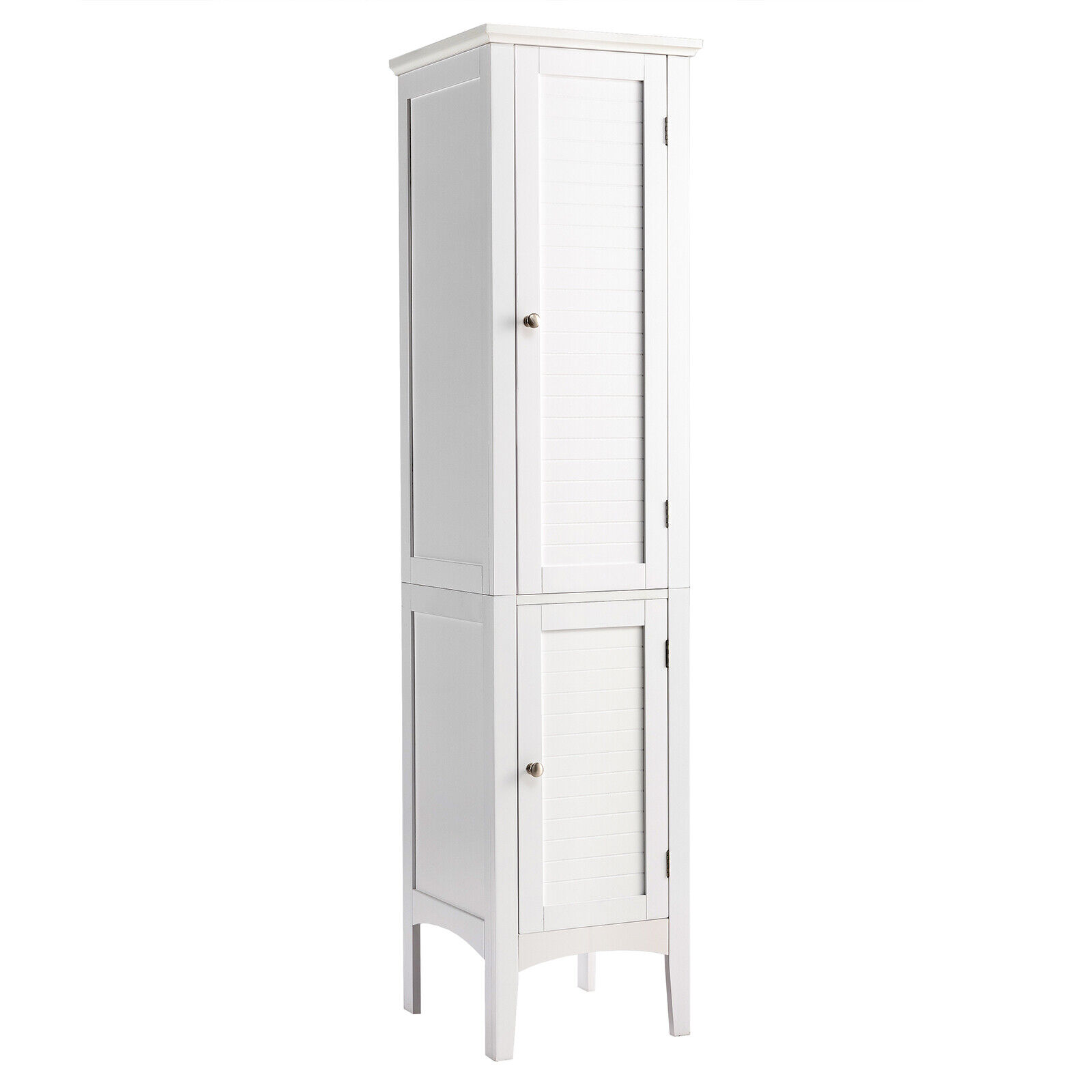 2-Door 160cm High Freestanding Bathroom Cabinet with 5-Tier Shelves-White