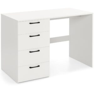 110 x 60 x 76cm Wooden Computer Desk with 4 Drawers-White